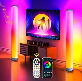 img 4 attached to 🌈 2Pack SURLED RGB Floor Lamp – Modern Music Sync Color Changing with Remote Control and App Control, 1600 Million Dimmable Options, 200+ Scene Modes for Bedroom and Living Room