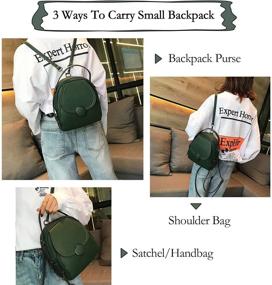 img 2 attached to Convertible Mini Size Backpack Purse for Girls, SIXVONA Fashionable Dark Green Backpack for Women and Ladies