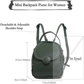 img 3 attached to Convertible Mini Size Backpack Purse for Girls, SIXVONA Fashionable Dark Green Backpack for Women and Ladies