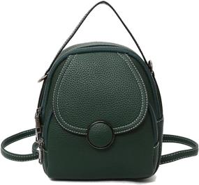 img 4 attached to Convertible Mini Size Backpack Purse for Girls, SIXVONA Fashionable Dark Green Backpack for Women and Ladies