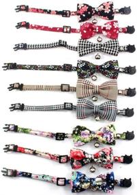 img 1 attached to 🌸 Stylish and Safe: PETFAVORITES Breakaway Bowtie Cat Collar with Bell - Flower Kitten Bow Tie Kitty Puppy Clothes Accessories, Adjustable and Handmade