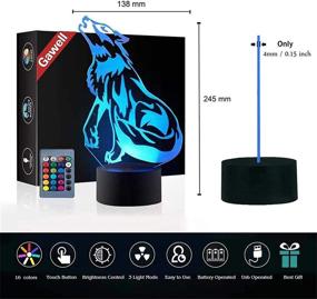 img 2 attached to 🐺 3D Illusion Birthday Gift Lamp, Gawell: 16 Colors Changing Touch Switch Xmas Decoration Night Light Remote Control (Wolf Lamp)