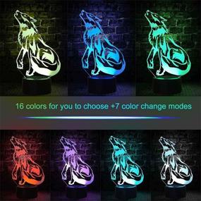 img 3 attached to 🐺 3D Illusion Birthday Gift Lamp, Gawell: 16 Colors Changing Touch Switch Xmas Decoration Night Light Remote Control (Wolf Lamp)