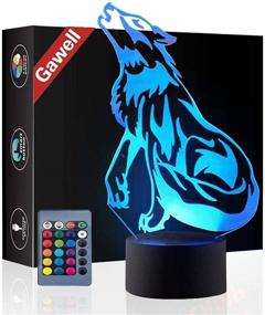 img 4 attached to 🐺 3D Illusion Birthday Gift Lamp, Gawell: 16 Colors Changing Touch Switch Xmas Decoration Night Light Remote Control (Wolf Lamp)