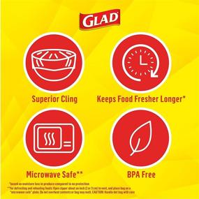 img 2 attached to 📦 Glad® ClingWrap Plastic Food Wrap - 1200 Square Feet - 4 Pack (Package May Vary)