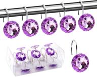 beavo acrylic rhinestone purple shower curtain hooks: stylish decor for bathroom, baby room, bedroom, and living room - set of 12 rings logo