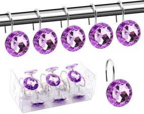 img 4 attached to BEAVO Acrylic Rhinestone Purple Shower Curtain Hooks: Stylish Decor for Bathroom, Baby Room, Bedroom, and Living Room - Set of 12 Rings