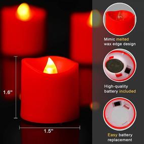 img 3 attached to Homemory 24Pack Red LED Votive Tealight Candles: Long-Lasting Battery Operated Tea Lights for Party, Home, Halloween, Festival Decoration