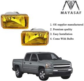 img 2 attached to 🔦 MAYASAF Amber Lens Fog Lights for CHEVY/GMC 2007-2014 | Upgrade your Silverado/Suburban/Sierra/Yukon/Escalade with High-Performance Bumper Fog Lamps