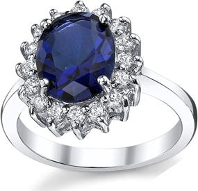 img 2 attached to 💍 Simulated Sapphire Blue Cubic Zirconia Kate Middleton's Engagement Ring: Solid Sterling Silver