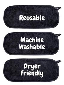 img 1 attached to 🌈 RAINBOW ROVERS Set of 3 Reusable Makeup Remover Cloths, Ultra-Fine Makeup Towels, Suitable for All Skin Types, Removes Makeup with Water Only, Chic Black