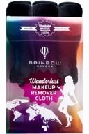 🌈 rainbow rovers set of 3 reusable makeup remover cloths, ultra-fine makeup towels, suitable for all skin types, removes makeup with water only, chic black logo