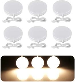 img 4 attached to LE LED Under Cabinet Lighting Fixtures: Bright 1020 Lumens Puck Lights Kit 🔆 for Kitchen, Closet, Stairs – Warm White 3000K, Night Light – Pack of 6