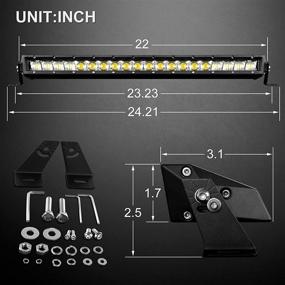 img 2 attached to 🚚 Autofeel 22 Дюймовый Узкий Светодиодный Световой Полосой - 105W 10,500LM, CREE Прожектор Потоп Комбо Луч, Водительский Туманные Фары, 5D Линза, Одиночный Ряд, Светодиодный Свет для Грузовиков, Пикапов, Внедорожников, АТВ, Гроссбуксов, Светильник Руф, Бампер, Лодка