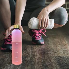 img 2 attached to 🌸 Healthywish - Pink Water Bottle With Time Marker: Eco-Friendly, Clear, Reusable, Frosted & Aesthetic - 32 Oz