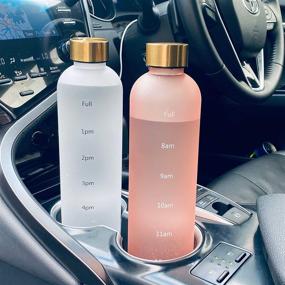 img 3 attached to 🌸 Healthywish - Pink Water Bottle With Time Marker: Eco-Friendly, Clear, Reusable, Frosted & Aesthetic - 32 Oz