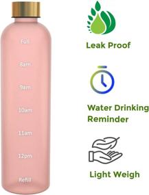 img 1 attached to 🌸 Healthywish - Pink Water Bottle With Time Marker: Eco-Friendly, Clear, Reusable, Frosted & Aesthetic - 32 Oz