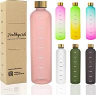 🌸 healthywish - pink water bottle with time marker: eco-friendly, clear, reusable, frosted & aesthetic - 32 oz logo