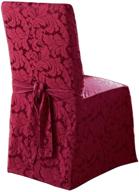 🪑 surefit home décor sf35464 scroll dining chair cover: relaxed fit, burgundy, machine washable – perfect cotton/polyester one-piece solution logo