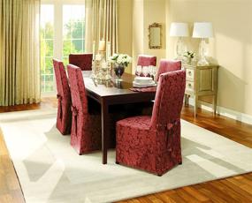 img 3 attached to 🪑 SureFit Home Décor SF35464 Scroll Dining Chair Cover: Relaxed Fit, Burgundy, Machine Washable – Perfect Cotton/Polyester One-Piece Solution