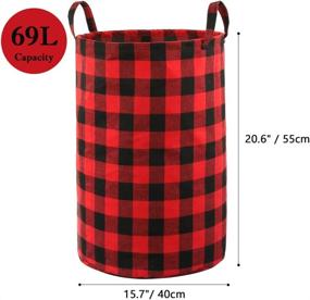 img 3 attached to 🧺 Spacious and Waterproof Round Laundry Nursery Storage Basket - 69L Capacity - Stylish Buffalo Check Plaid Design in Red and Black