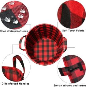 img 2 attached to 🧺 Spacious and Waterproof Round Laundry Nursery Storage Basket - 69L Capacity - Stylish Buffalo Check Plaid Design in Red and Black