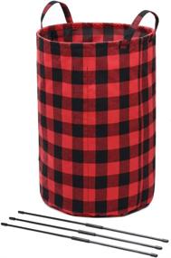 img 4 attached to 🧺 Spacious and Waterproof Round Laundry Nursery Storage Basket - 69L Capacity - Stylish Buffalo Check Plaid Design in Red and Black