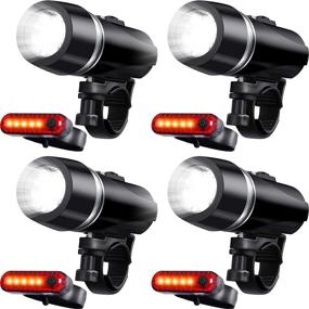 img 4 attached to 🚴 Stay Safe with the Bright USB Rechargeable Bike Light Set - Waterproof Headlight and Taillight for All Cyclists: Men, Women, and Kids (8 Pieces, White and Red)