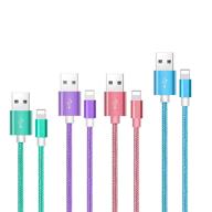 🔌 4 pack iphone charger lightning charging cable, mfi certified usb data cable - high-speed & compatible with iphone 12 mini, 11 pro max, xs, xr, x, 8, 7, 6s, plus, se, 5s, 5c, 5 - ipad & airpods pro compatible logo