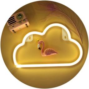 img 4 attached to 🌥️ LED Warm White Cloud Neon Light - Cute Neon Cloud Sign for Room Decor, Battery or USB Powered 4.5V LED Art Decorative Lights Night Lights Indoor, Home Bedroom Office Dorm Party (Warm White Cloud)