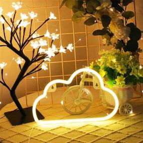 img 3 attached to 🌥️ LED Warm White Cloud Neon Light - Cute Neon Cloud Sign for Room Decor, Battery or USB Powered 4.5V LED Art Decorative Lights Night Lights Indoor, Home Bedroom Office Dorm Party (Warm White Cloud)