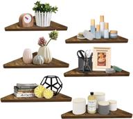 📚 horlimer set of 6 rustic wood floating corner shelves - perfect for bathroom, kitchen, bedroom, living room, office, nursery logo
