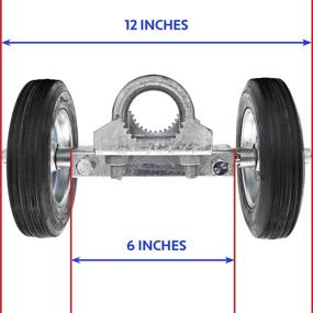 img 2 attached to 🚪 Enhance Gate Mobility with ROLLING GATE 6" Wheel Carrier for Chain Link Fence Rolling/Sliding Gates - 2 Rubber Wheels for Smooth Rut Running (Axle: 7" Wheel to Wheel)