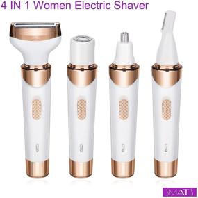 img 3 attached to SMATIS Electric Razor for Women: 4-in-1 Hair Remover for Pubic Hair, Wet & Dry Shaving of Eyebrow, Nose, Face, Legs, Underarms - Portable Bikini Trimmer with Rechargeable Battery - Ideal Lady's Hair Shaving Tool