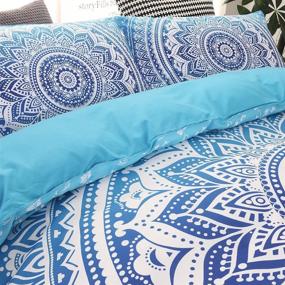 img 2 attached to Bohemian Mandala Duvet Cover Set Twin Size - LSSAWZH (59x83 Inch) with Zipper Closure - 🛏️ Includes 1 Blue Microfiber Duvet Cover and 1 Pillowcase - Bedding Set for Boys, Girls, Kids, and Teens