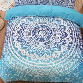 img 3 attached to Bohemian Mandala Duvet Cover Set Twin Size - LSSAWZH (59x83 Inch) with Zipper Closure - 🛏️ Includes 1 Blue Microfiber Duvet Cover and 1 Pillowcase - Bedding Set for Boys, Girls, Kids, and Teens