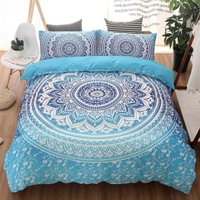 img 4 attached to Bohemian Mandala Duvet Cover Set Twin Size - LSSAWZH (59x83 Inch) with Zipper Closure - 🛏️ Includes 1 Blue Microfiber Duvet Cover and 1 Pillowcase - Bedding Set for Boys, Girls, Kids, and Teens