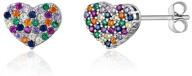 💖 girls' delight: 8mm multi color sterling silver heart stud earrings logo