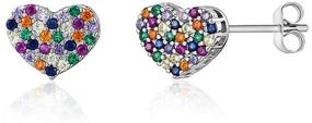 img 4 attached to 💖 Girls' Delight: 8mm Multi Color Sterling Silver Heart Stud Earrings