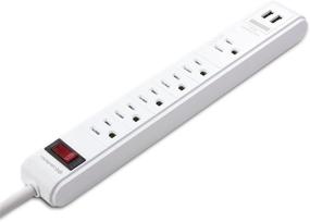 img 2 attached to 🔌 White Power Strip with USB Charging Ports, Surge Protector - 2-Pack, 6 Outlet, Long 8ft Extension Cord by Cable Matters