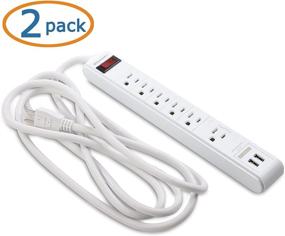 img 3 attached to 🔌 White Power Strip with USB Charging Ports, Surge Protector - 2-Pack, 6 Outlet, Long 8ft Extension Cord by Cable Matters