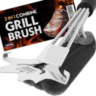 🔥 vencino grill brush - 18-inch universal bbq scraper with grate lifter - ideal for gas, charcoal, porcelain or infrared bbq grills - durable stainless steel bristles & wires, no shedding logo