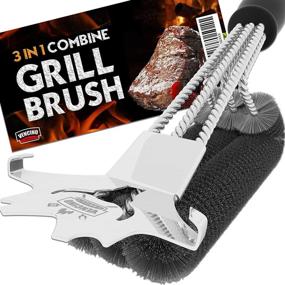 img 4 attached to 🔥 Vencino Grill Brush - 18-Inch Universal BBQ Scraper with Grate Lifter - Ideal for Gas, Charcoal, Porcelain or Infrared BBQ Grills - Durable Stainless Steel Bristles & Wires, No Shedding