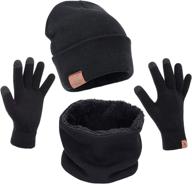 🧤 unisex winter knit beanie hat, scarf, and glove set - maylisacc 3-piece neck warmer combo with touchscreen gloves логотип