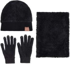 img 2 attached to 🧤 Unisex Winter Knit Beanie Hat, Scarf, and Glove Set - MAYLISACC 3-Piece Neck Warmer Combo with Touchscreen Gloves