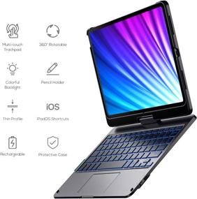 img 1 attached to 🔌 CHESONA iPad Air 5th Generation Keyboard Case (10.9-inch 2022) - Touchpad, 7 Color Backlit, 360° Rotatable, Slim Cover with Pencil Holder - Compatible with iPad Air 5th/4th Gen and iPad Pro 11 - Black