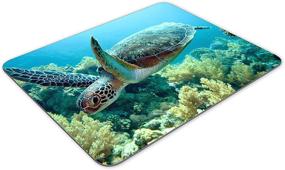 img 1 attached to 🐢 QJ CMJ Green Sea Turtle Mousepad - Natural Rubber, Quality Creative Wrist-Protected Desk Mat for Personalized Mousepad Experience (9.5 inch x 7.9 inch)