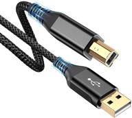 🖨️ high-speed printer cable 6.6ft - usb 2.0 type a male to b male cord - compatible with hp, canon, dell, epson, lexmark, xerox, samsung and more - black logo