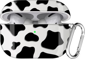 img 4 attached to 🐄 Чехол для AirPods Pro в стиле "Черная и Белая Корова" - Valkit, милый чехол с рисунком молочной коровы из мягкого ТПУ для защиты и переноски зарядного кейса Apple AirPods Pro - идеальный выбор для мужчин, женщин и девочек - в комплекте с карабином