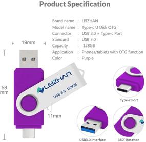 img 3 attached to 💜 Leizhan 128GB USB 3.0 Type C Flash Drive Picture Stick, Compatible with Samsung Galaxy S10+, S10e, S10, S9, Note 9, S8, S8 Plus - Purple